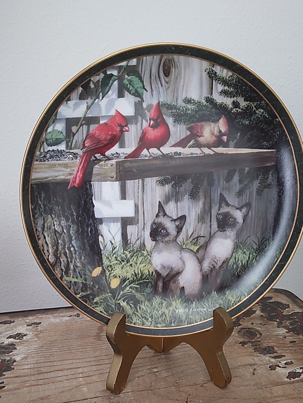 Vintage Bradford Exchange Board Meeting Collector Plate Cardinals Siamese Cats